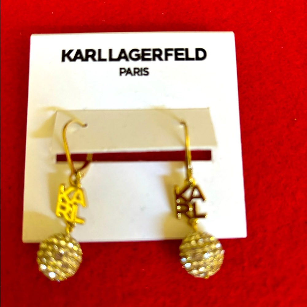 Karl Lagerfeld Gold and Silver Sparkle Dangling Earrings NWT